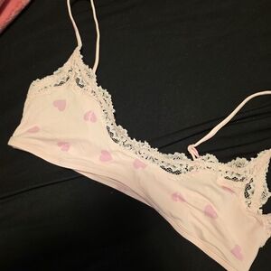 SKIMS Pink Heart Lace Bralette